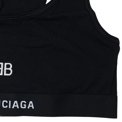 Balenciaga Jersey Logo Sports Bra Stretch Inner Wear Cotton Black High Quality — view 6