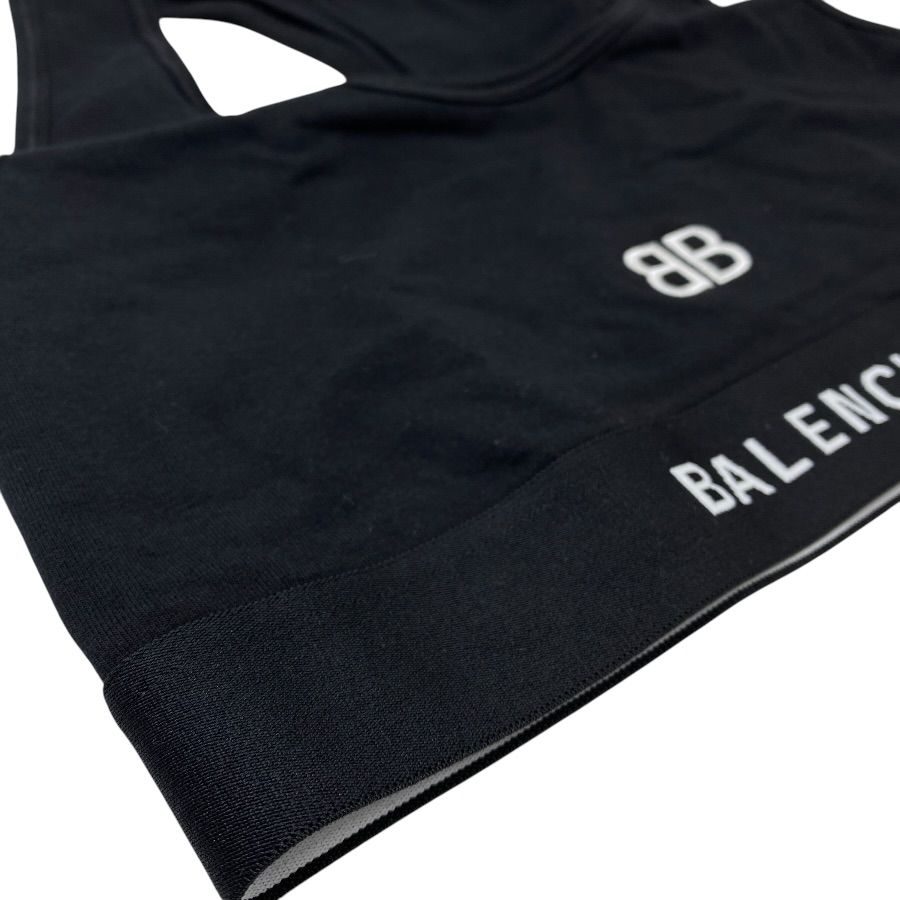Balenciaga Jersey Logo Sports Bra Stretch Inner Wear Cotton Black High Quality — view 4