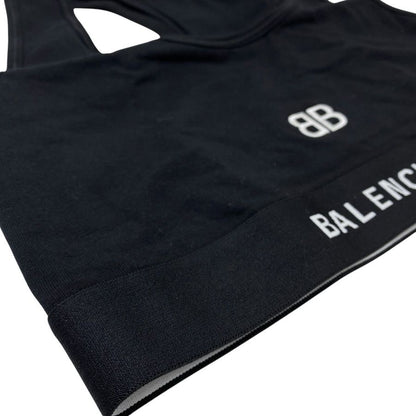Balenciaga Jersey Logo Sports Bra Stretch Inner Wear Cotton Black High Quality — view 4
