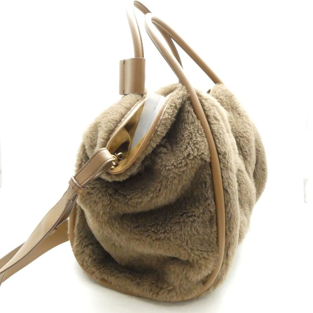 Max Mara Shoulder Bag Logo Fleece T Marine M Embroidery — view 4