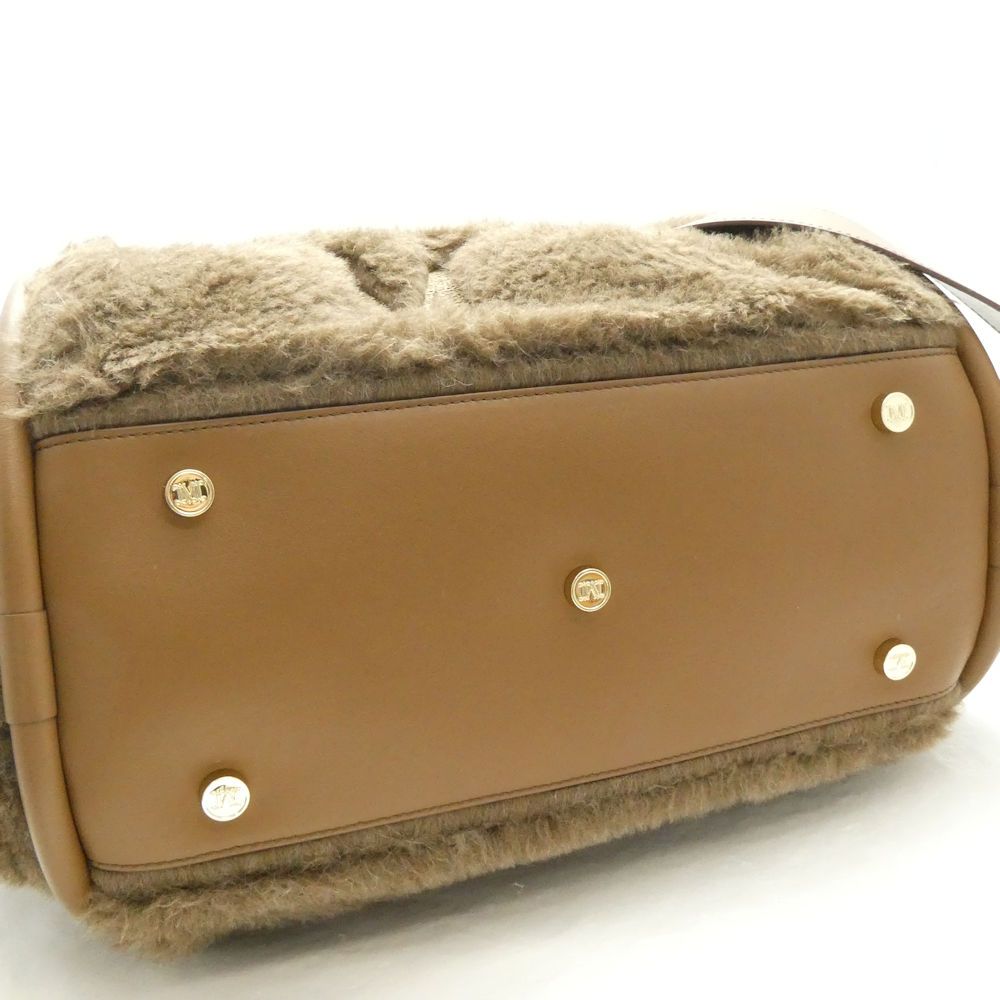 Max Mara Shoulder Bag Logo Fleece T Marine M Embroidery — view 6