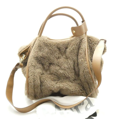 Max Mara Shoulder Bag Logo Fleece T Marine M Embroidery