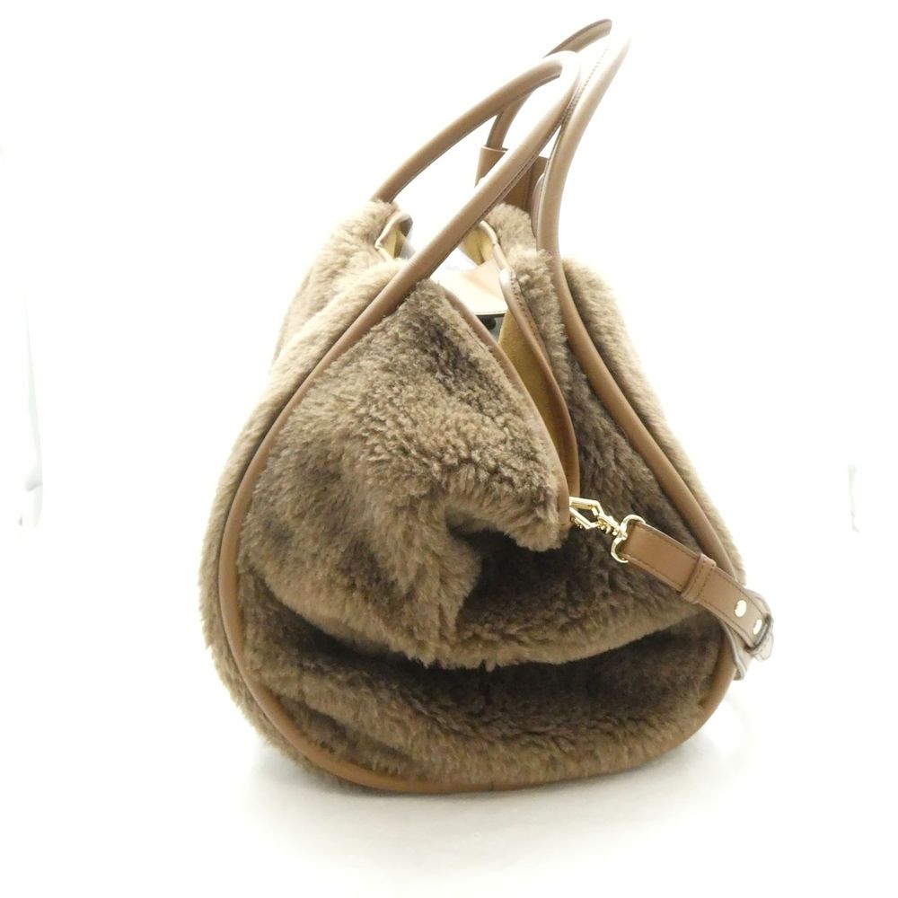 Max Mara Shoulder Bag Logo Fleece T Marine M Embroidery — view 5