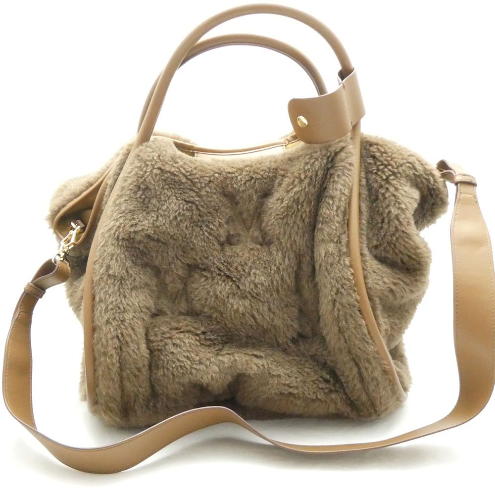 Max Mara Shoulder Bag Logo Fleece T Marine M Embroidery — view 2