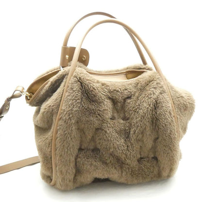 Max Mara Shoulder Bag Logo Fleece T Marine M Embroidery — view 3