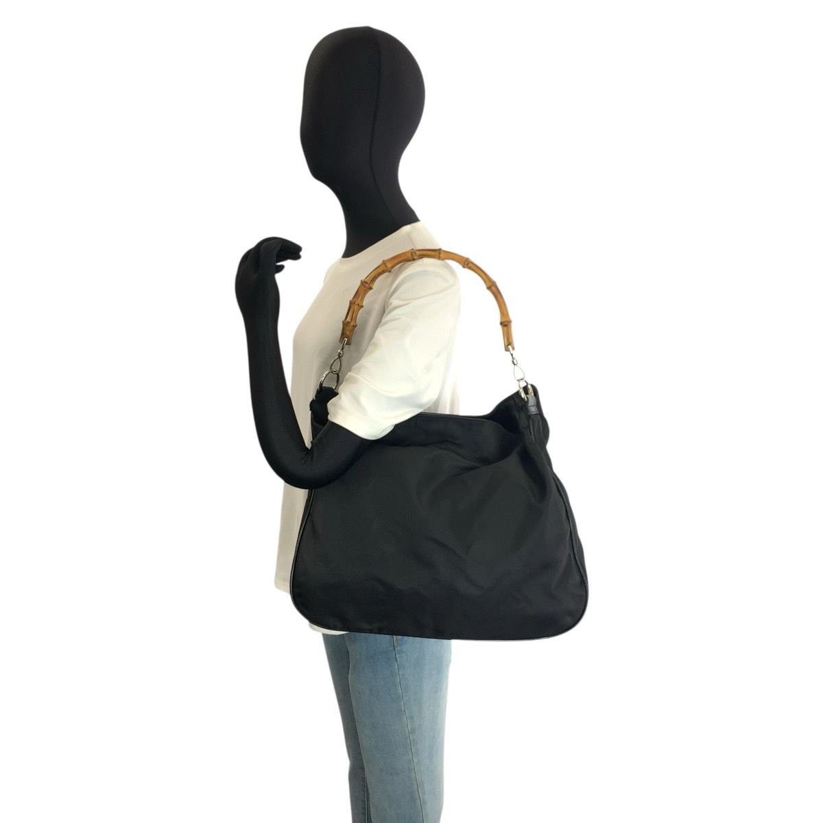 Gucci Bamboo Black Silver Nylon 001 2-Way Shoulder Bag — view 7