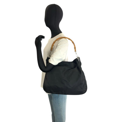 Gucci Bamboo Black Silver Nylon 001 2-Way Shoulder Bag — view 7