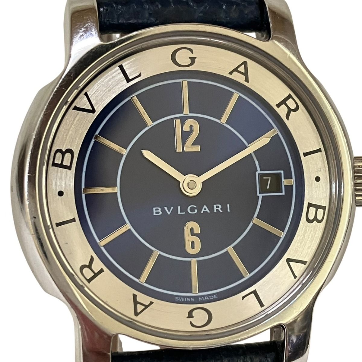 Bvlgari Solotempo Watch SS Leather Quartz Blue Dial — view 4
