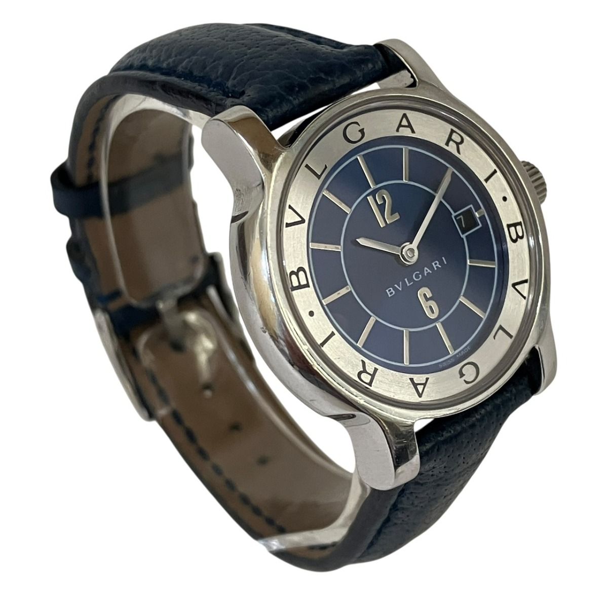Bvlgari Solotempo Watch SS Leather Quartz Blue Dial — view 3