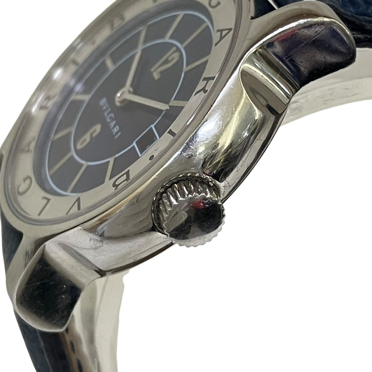 Bvlgari Solotempo Watch SS Leather Quartz Blue Dial — view 8