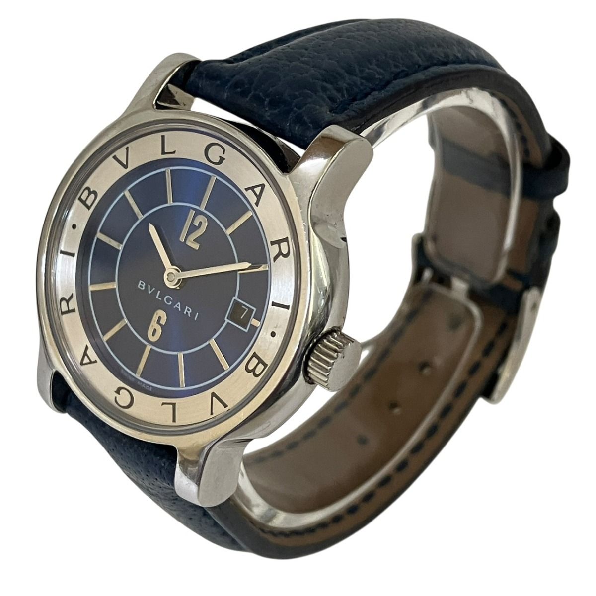 Bvlgari Solotempo Watch SS Leather Quartz Blue Dial — view 2