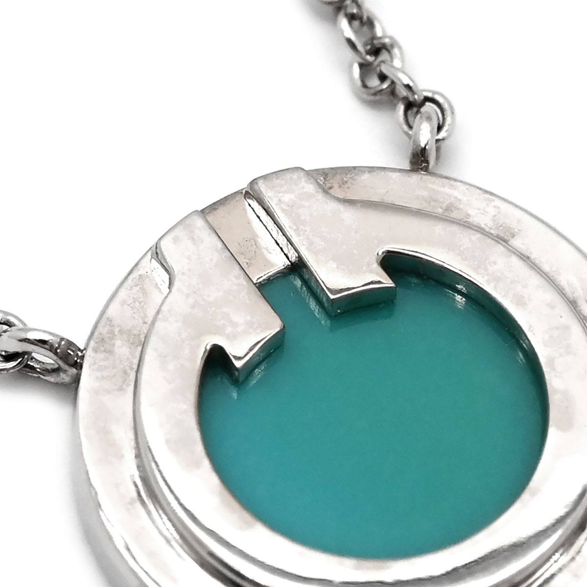 Tiffany & Co Necklace T Turquoise Circle Pendant Blue White Gold T& 18K — view 4