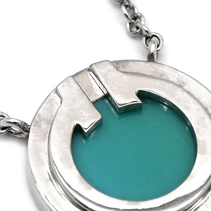 Tiffany & Co Necklace T Turquoise Circle Pendant Blue White Gold T& 18K — view 4