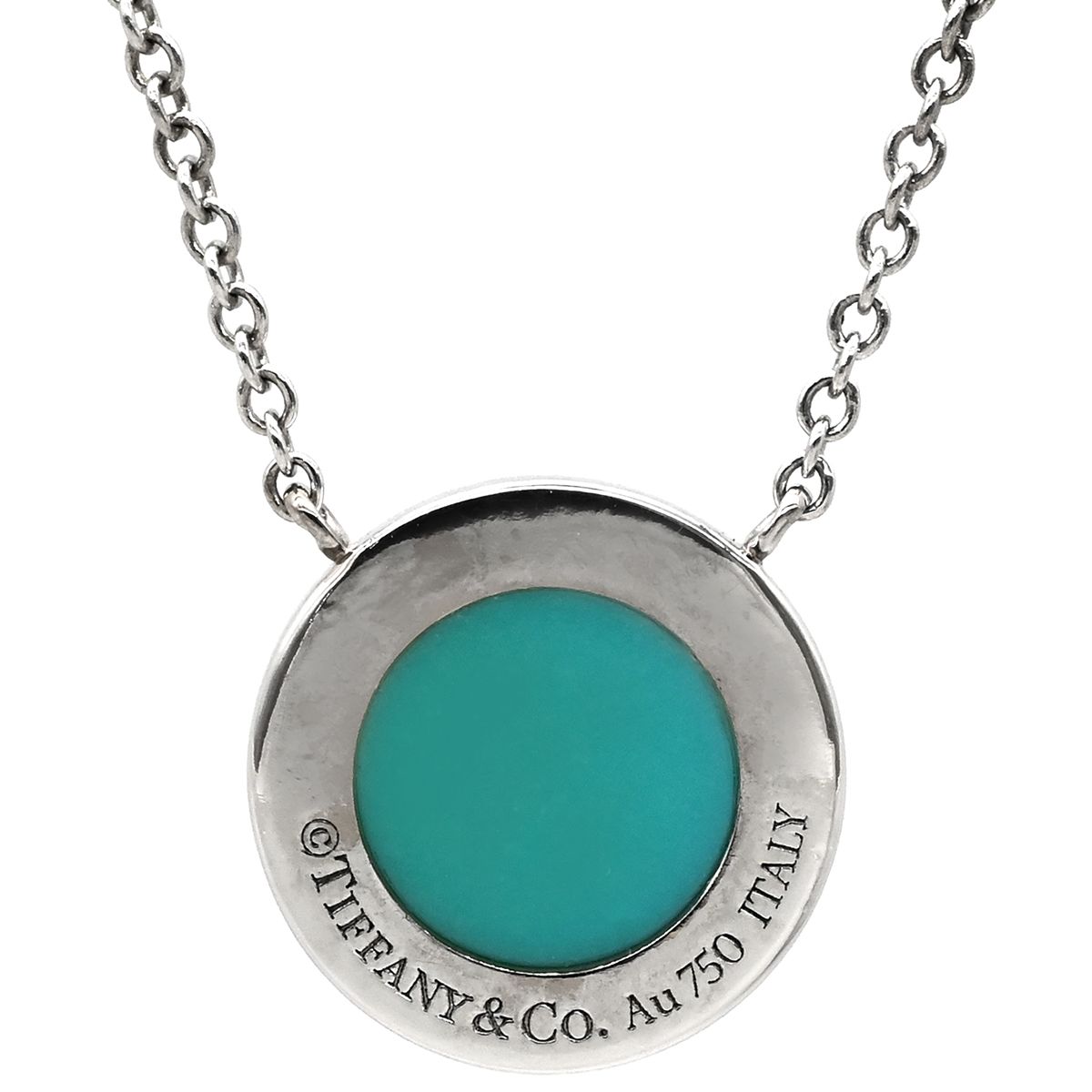 Tiffany & Co Necklace T Turquoise Circle Pendant Blue White Gold T& 18K — view 2