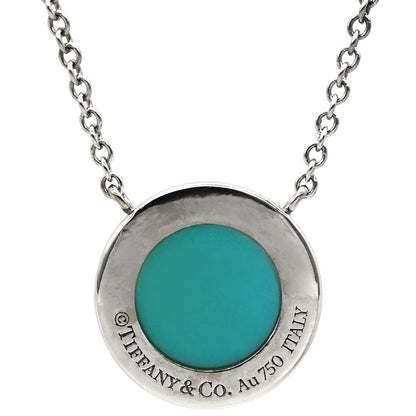 Tiffany & Co Necklace T Turquoise Circle Pendant Blue White Gold T& 18K — view 2