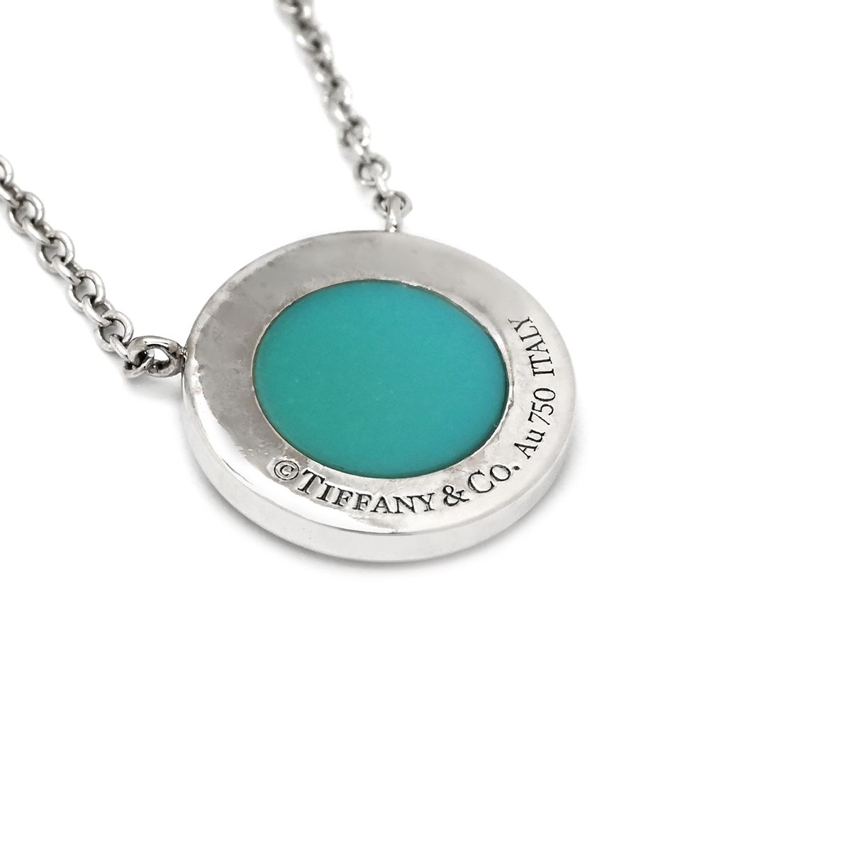 Tiffany & Co Necklace T Turquoise Circle Pendant Blue White Gold T& 18K — view 8