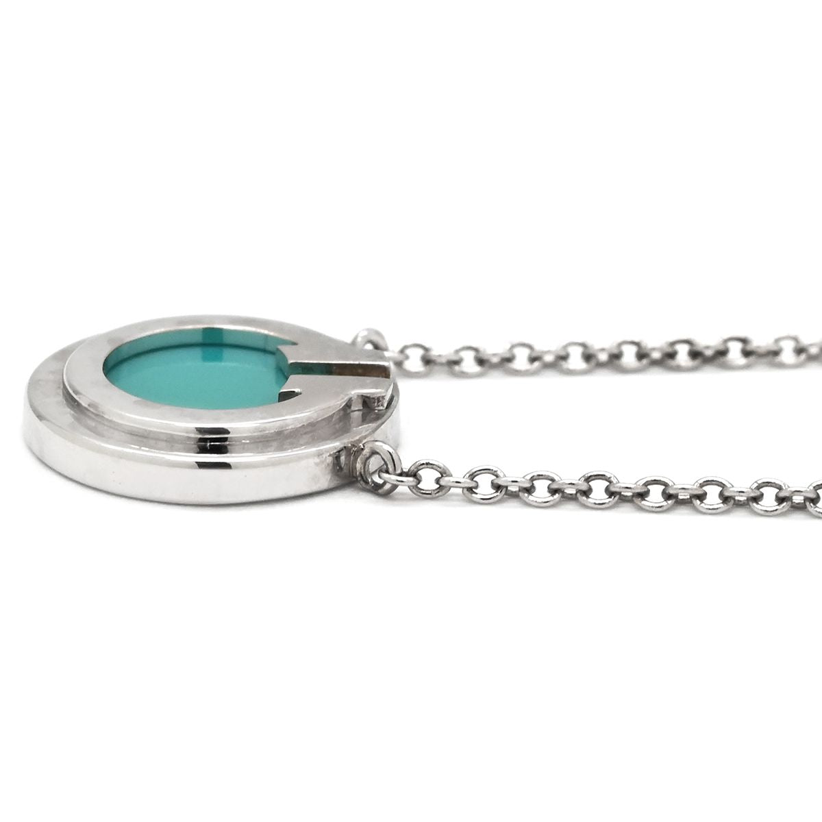 Tiffany & Co Necklace T Turquoise Circle Pendant Blue White Gold T& 18K — view 3
