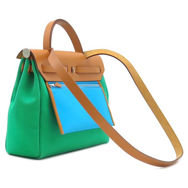 Hermes Shoulder Bag Herbag Zip PM 31 le Tourne Toile Officier Vache Hunter Mint — view 2