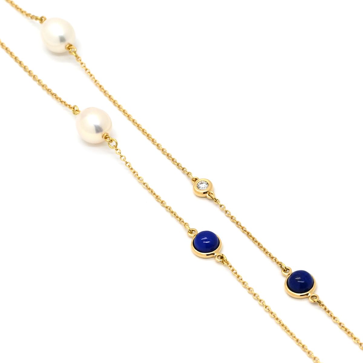 Tiffany & Co Necklace Color by the Yard Sprinkle Pearl White Blue Yellow Gold — view 3