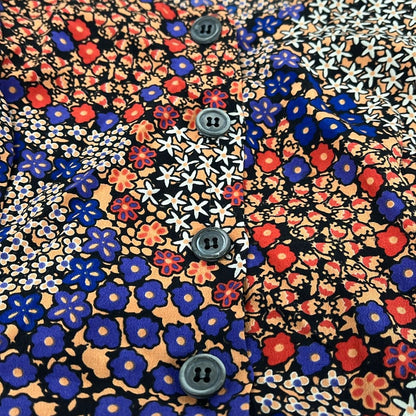 Prada Dress 40 M Blue Red Multi Crew Neck Sleeveless Knee Length Silk Floral — view 5
