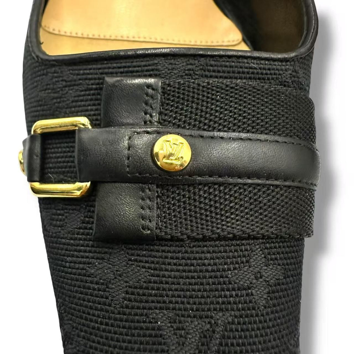 Louis Vuitton Pumps Leather Monogram Logo Black Heel 37 — view 6