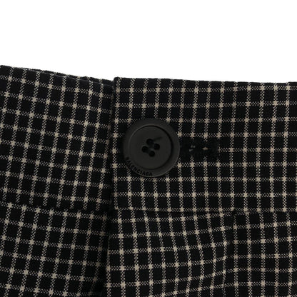 Balenciaga Wool Nylon Check Wide Trousers 44 Black White Pants — view 6