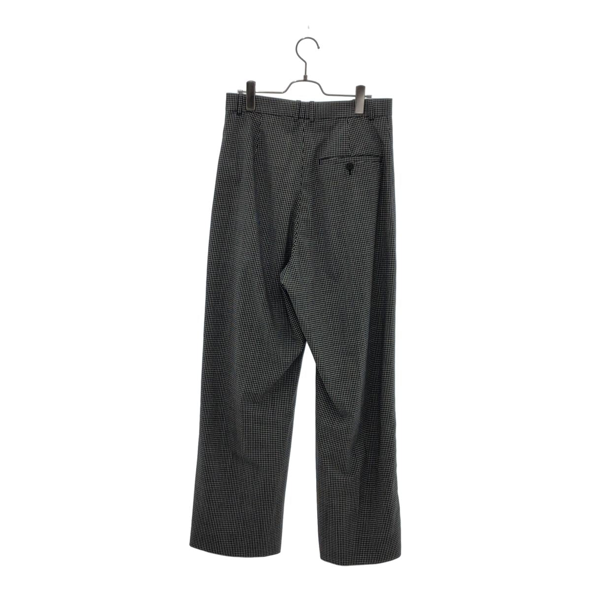 Balenciaga Wool Nylon Check Wide Trousers 44 Black White Pants — view 5