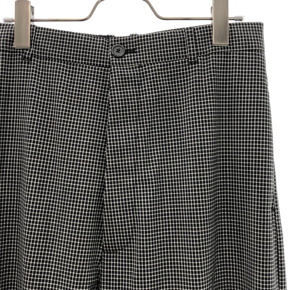 Balenciaga Wool Nylon Check Wide Trousers 44 Black White Pants — view 2