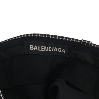 Balenciaga Wool Nylon Check Wide Trousers 44 Black White Pants — view 7