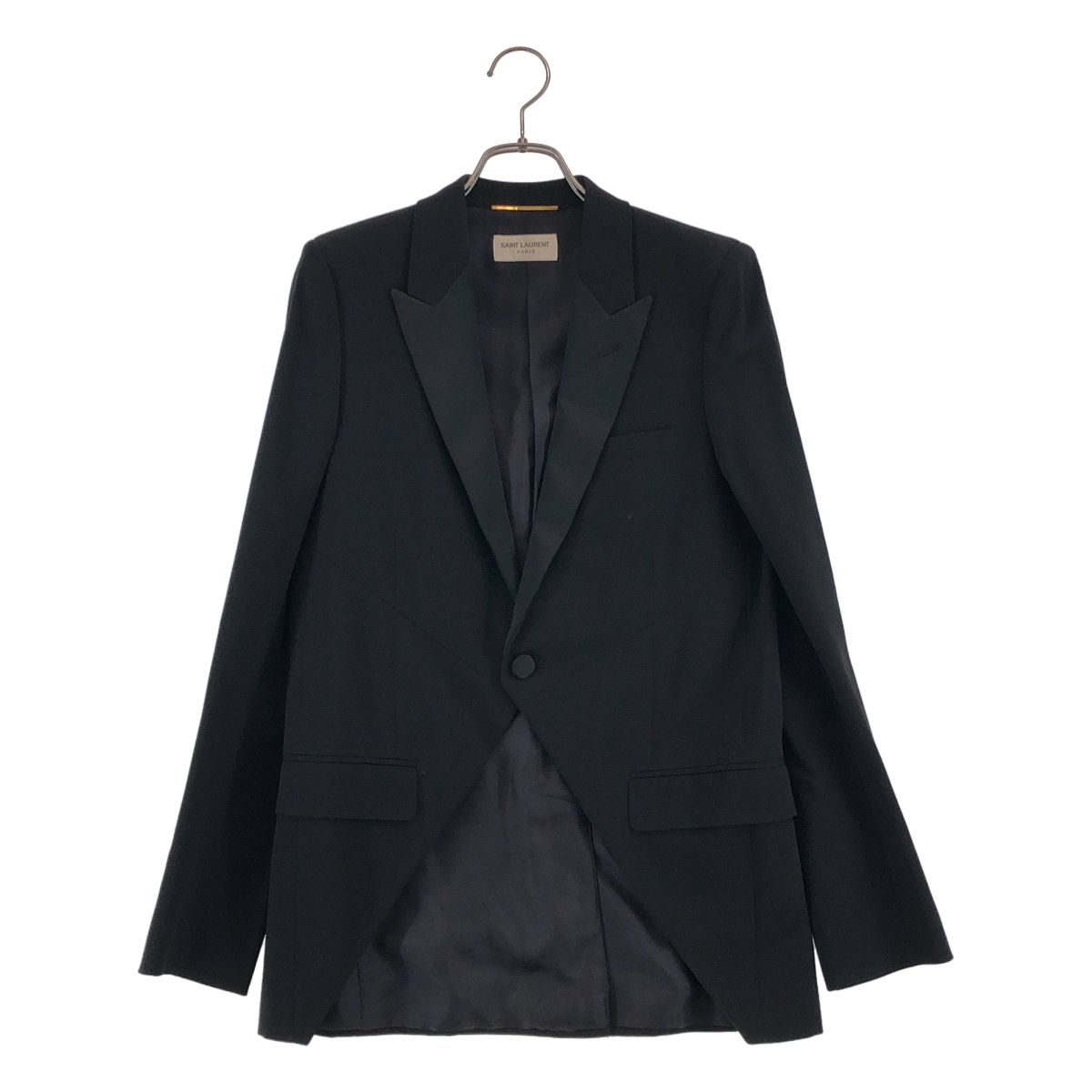 Saint Laurent Paris Wool Peaked Lapel Smoking Jacket 36 Black