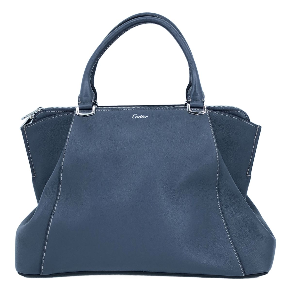 Cartier C de Cartier 2-Way Leather Handbag Navy — view 3
