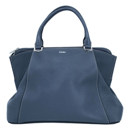 Cartier C de Cartier 2-Way Leather Handbag Navy — view 3