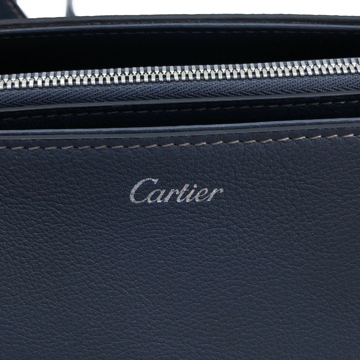 Cartier C de Cartier 2-Way Leather Handbag Navy — view 8