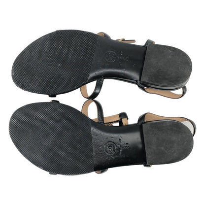 Chanel CC Logo Star Strap Sandals Black Gold 35 — view 5