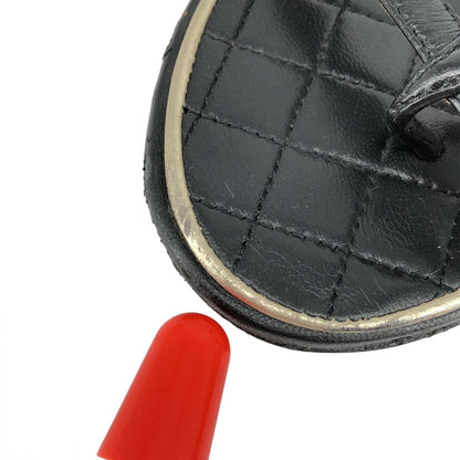 Chanel CC Logo Star Strap Sandals Black Gold 35 — view 8