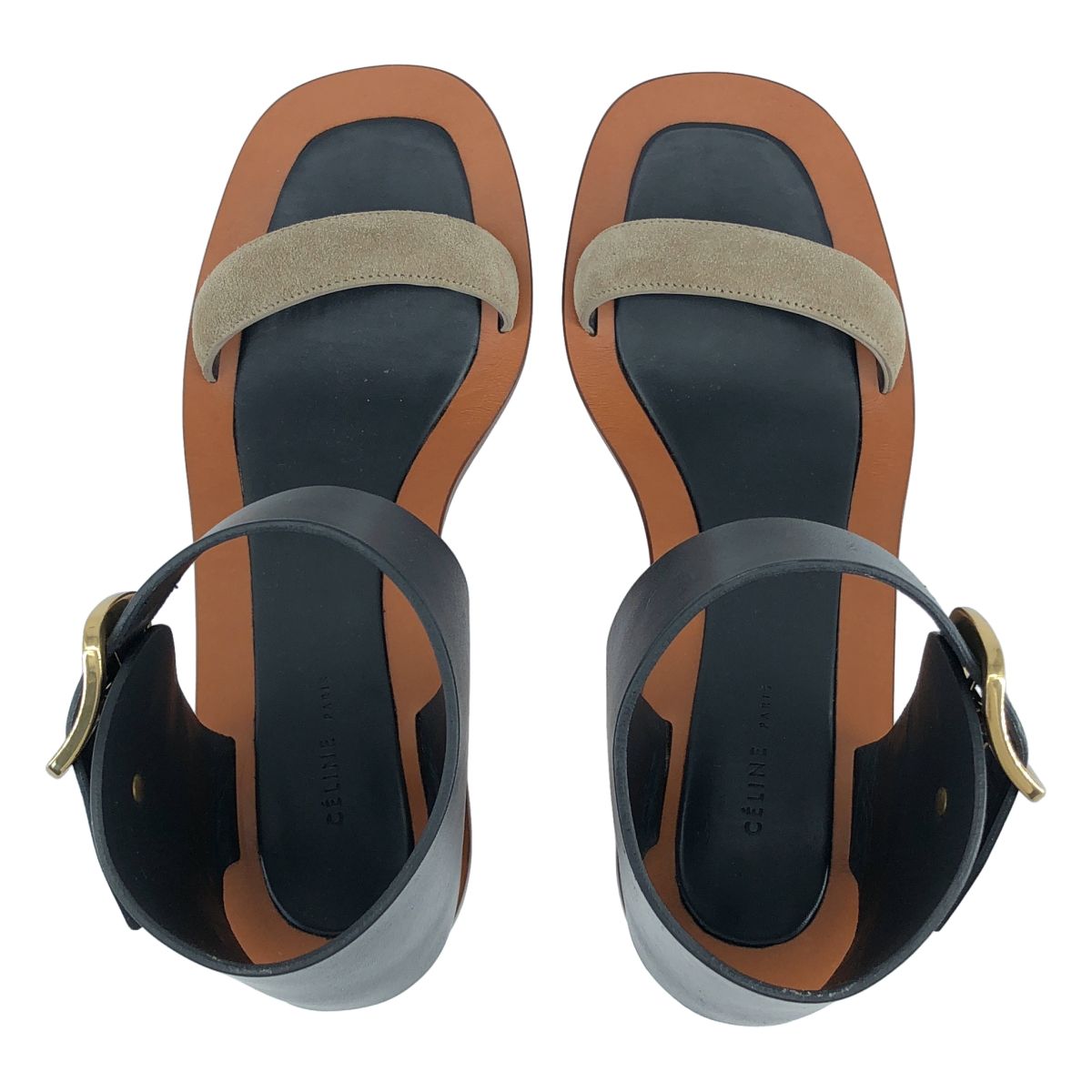 Celine Phoebe Philo Era Bambam Metal Sandals Navy Gray Gold 37 — view 4