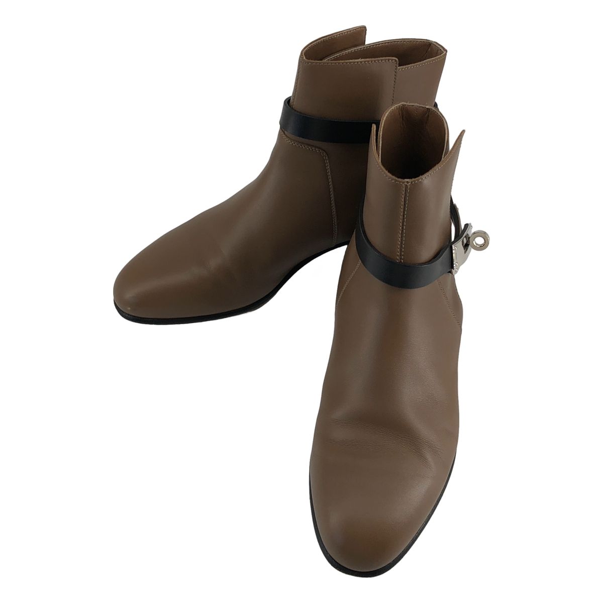 Hermes Neo Kelly Ankle Short Boots Brown Silver 36.5