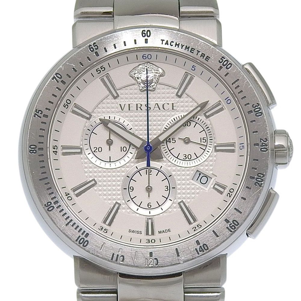 Versace Stainless Steel Quartz Chronograph White Dial Watch