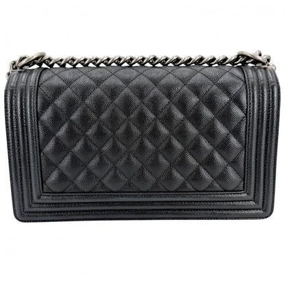 Chanel Shoulder Bag Quilted Boy CC Logo Crossbody Boy Caviar Leather Black — view 2