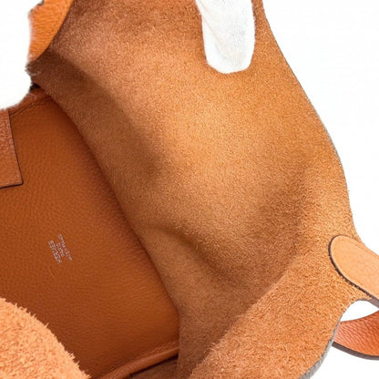 Hermes Handbag Picotin PM Leather Orange Silver — view 7