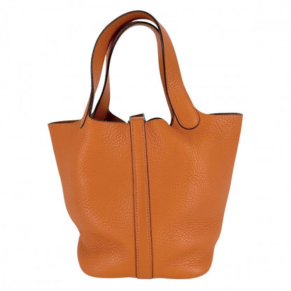 Hermes Handbag Picotin PM Leather Orange Silver — view 2