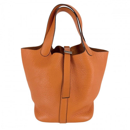 Hermes Handbag Picotin PM Leather Orange Silver