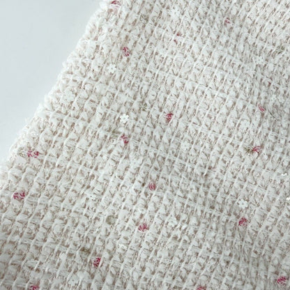 Chanel Dress Tweed Check Coco Button Sequin 38 Pink White Spring Summer Autumn — view 7