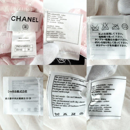 Chanel Dress Tweed Check Coco Button Sequin 38 Pink White Spring Summer Autumn — view 4