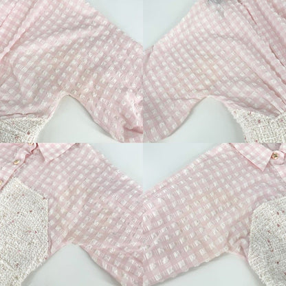 Chanel Dress Tweed Check Coco Button Sequin 38 Pink White Spring Summer Autumn — view 3
