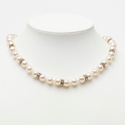 Celine Pearl Necklace Gold Silver Faux Metal Plated — view 6
