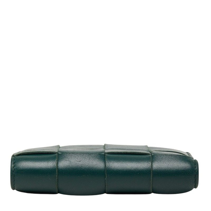 Bottega Veneta Maxi Intrecciato Cassette Bifold Wallet Green Leather — view 3