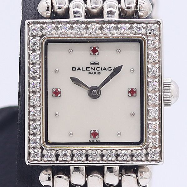 Balenciaga Square 945 SS Quartz White Shell Dial Watch with 5 Frames