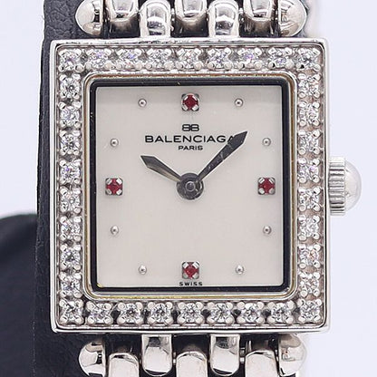 Balenciaga Square 945 SS Quartz White Shell Dial Watch with 5 Frames