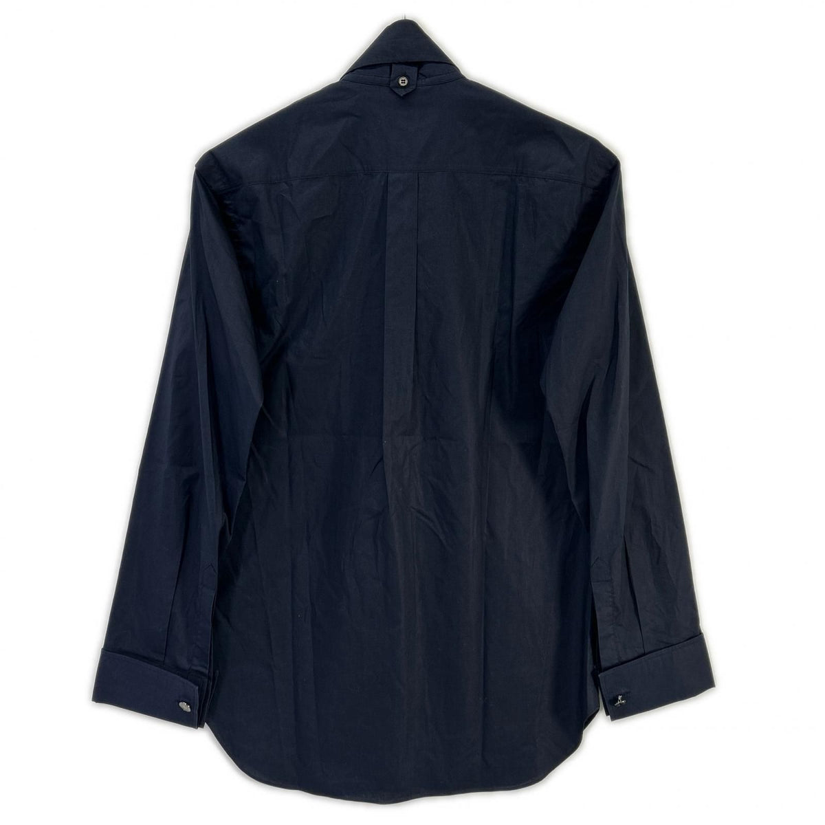 Hermes Navy Cotton Button Bow Tie Shirt 38 — view 2